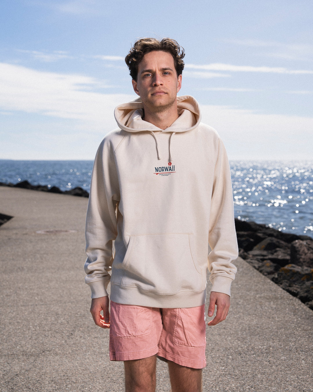 Surf Flower - Naturlig - Hoodie